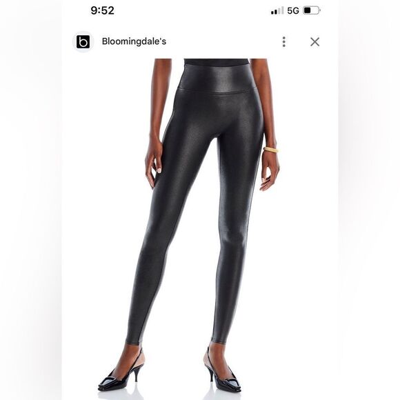 SPANX Pants - Spanx faux black leather leggings, size medium‎